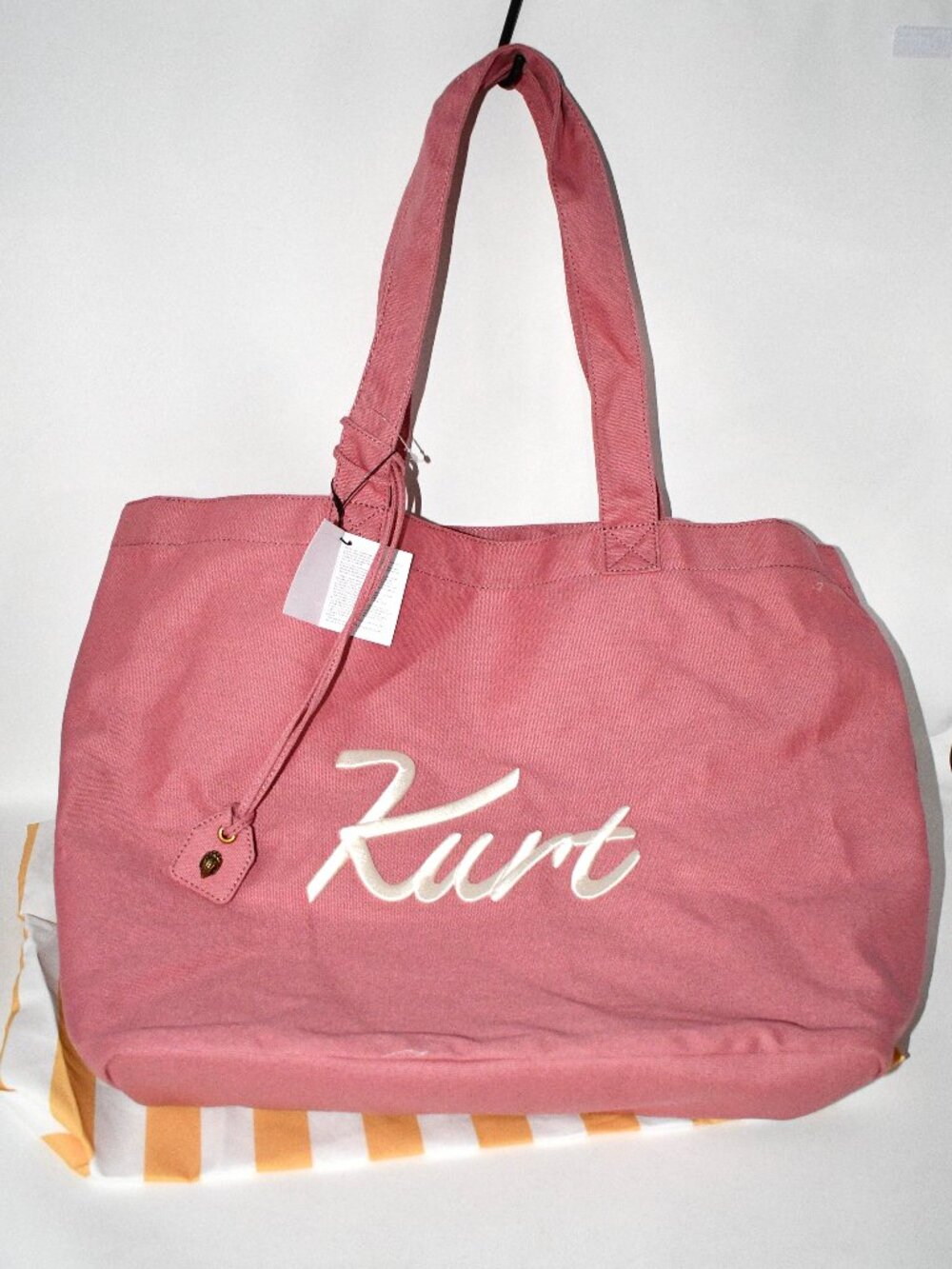 Kurt Geiger Kurt's Cabana Kurt Canvas Tote Bag in Pink #5828757339 NWT Details: